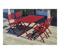 Ensemble repas de jardin en aluminium - rouge carmin