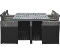 Ensemble repas de jardin encastrable - Noir - Résine tressée et plateau aluminium - 8 places - PVC-8-ALU-N - DCB GARDEN
