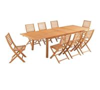 Generique Ensemble repas HAVANA – Table extens. 180/230/280x100cm Eucalyptus FSC + 8 chaises