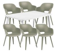 Allibert Table de jardin LIMA rectangulaire en résine blanc 6 personnes