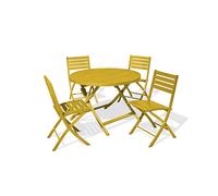 Ensemble repas de jardin rond 4 places en aluminium