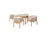 Ensemble repas de Jardin Table + 4 Fauteuils en Acacia Plateau en Terrazzo - LORIENA -