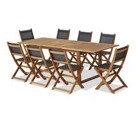 Ensemble repas de jardin - Table extensible + 8 chaises - Bois d’acacia - 8 places - LEVATA - Bocarnea
