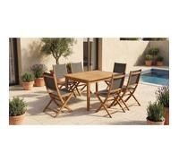 Ensemble repas de jardin TOSCANA - Table extensible + 6 chaises pliables - Bois d’acacia FSC - 6 places - Bocarnea