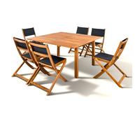 Ensemble repas de jardin TOSCANA - Table extensible + 6 six chaises pliantes - Bois d’acacia - 6 places - Bocarnea