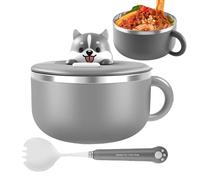 Ensemble repas en acier inoxydable - Bol à de 1200 ml avec couvercle - compact - Bol alimentaire portable en acier inoxydable - Structure anti-fuite avec couvercle de verrouillage - Pour