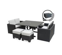 Ensemble repas encastrable 8 places en résine tresséee + housse