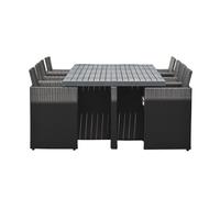 Salon de jardin encastrable noir Rio 8 places