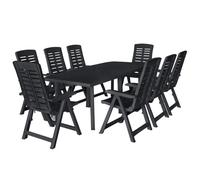 Ensemble repas jardin - Maison Exclusive - Plastique anthracite - 8 places pliable - Dossier 4 positions