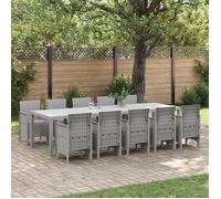 Ensemble Repas Jardin Vidaxl 11 Pièces Avec Coussins Gris Clair Poly Rattan