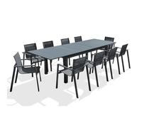 Ensemble repas de jardin 10 places en aluminium