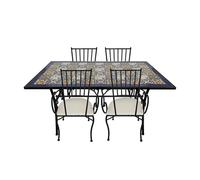 Axi Leonie Table Et Chaise Bistrot, 4 Chaises 1 Table, Ensemble Bistro Extérieur, Mosaique Bleu Mediterrannéen - Salon De Jardin Bistrot, Table Bistrot Pour Jardin/Balcon/Terrasse