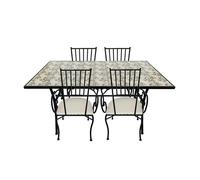 Ensemble repas mosaïque Leonie 4 chaises rose romant.