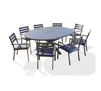 Ensemble repas 8 places en aluminium avec rallonge papillon