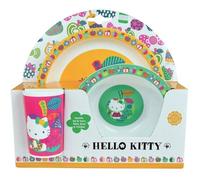 Fun House Ensemble repas HELLO KITTY 005988 enfant, assiette 22 cm, bol 16 cm, verre 220 ml, Rose