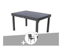 Ensemble repas rectangulaire extensible alu Graphite + 10 fauteuils Piazza - Hespéride gris G