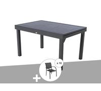 Ensemble Repas Rectangulaire Extensible Alu Graphite + 10 Fauteuils Piazza - Hespéride Multicolore