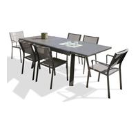 Ensemble repas de jardin 6 places en aluminium