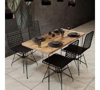 Concept Usine Ensemble repas Square – industriel bois et noir