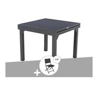 Ensemble repas table extensible alu 4/8 places Graphite + 8 chaises Modula - Hespéride Graphite G
