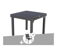 Ensemble Repas Table Extensible Alu 4/8 Places Graphite 8 Fauteuils Piazza Hesp Ride Multicolore