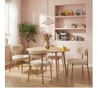 Ensemble repas table extensible ORACLE placage chêne et lot de 4 chaises NOA tissu beige - Bois