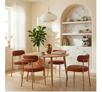 Ensemble repas table extensible ORACLE placage chêne et lot de 4 chaises NOA tissu terracotta - Bois