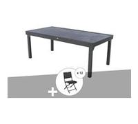 Ensemble Repas Table Extensible Rectangulaire Alu Graphite Piazza + 12 Chaises Modula - Hesp?Ride Multicolore