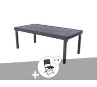 Ensemble Repas Table Extensible Rectangulaire Alu Graphite Piazza + 12 Chaises Modula - Hespéride Multicolore