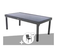 Ensemble Repas Table Extensible Rectangulaire En Verre Piazza + 12 Fauteuils Piazza - Hesperide Multicolore