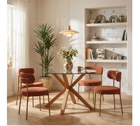 Ensemble repas table HARRY + 4 chaises NOA tissu terracotta - Transparent