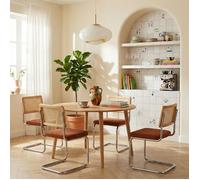 Ensemble repas table ORACLE + 4 chaises ELLA velours côtelé terracotta - Bois