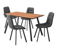 Ensemble Repas Table Rectangulaire IZMIR avec 4 Chaises Gris Foncé -