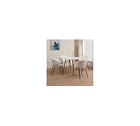 Ensemble repas table ronde + 4 fauteuils bouclette blanc - SCANDI
