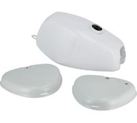 Ensemble : Réservoir de bœuf en primer, sans protection contre la corrosion + Capots latéraux gauche/droit avec logo 'Tourbillon' - pour Simson S50, S