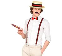 Ensemble rétro années 1920 pour homme : chapeau, bretelles et cigare