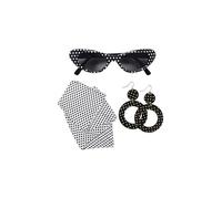 Widmann Lot 95717 - lunettes, foulard et boucles d'oreilles pour femme style 1950 Noir/Blanc