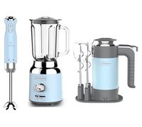 Ensemble Retro - Batteur à main + Mixeur plongeant + Blender - Bleu