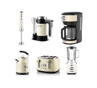 Ensemble petit déjeuner Westinghouse - Retro - Batteur à main - Mixeur plongeant + Blender + Bouilloire + Grille-pain 4 fentes + Cafetière - Blanc