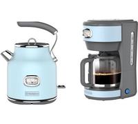 Ensemble Retro - BOUILLOIRE 1,7 L + MACHINE A CAFE - CAFETIERE FILTRE - Bleu