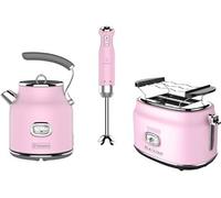 Ensemble Retro - Grille Pain 2 Fentes - Bouilloire 1.7 L - Mixeur Plongeant - Rose