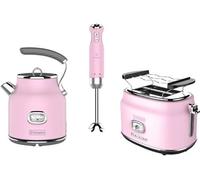 Ensemble Retro Westinghouse - Grille Pain 2 Fentes - Bouilloire 1.7 L - Mixeur Plongeant - Rose Rose