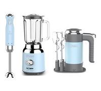 Ensemble Retro - Batteur à main + Mixeur plongeant + Blender - Bleu