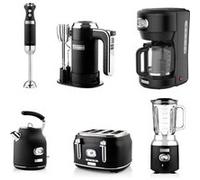 - Retro - Batteur à main - Mixeur plongeant + Blender + Bouilloire + Grille-pain 4 fentes + Cafetière - Noir