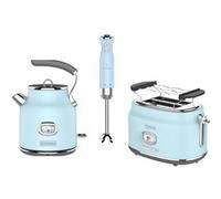Ensemble Retro - Grille Pain 2 Fentes - Bouilloire 1.7 L - Mixeur Plongeant - Bleu