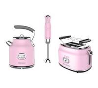 Ensemble Retro Westinghouse - Grille Pain 2 Fentes - Bouilloire 1.7 L - Mixeur Plongeant - Rose Rose