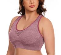 Ensemble Robe Chic Women's Breathable Plus Size No Underwire No Marks Hollow Bra Thin Yoga Underwear Corset Bustier (Wine, L)