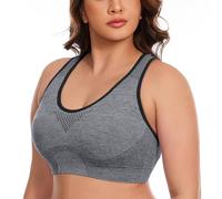 Ensemble Robe Chic Women's Breathable Plus Size No Underwire No Marks Hollow Bra Thin Yoga Underwear Corset Bustier (Black, XXXXXL)