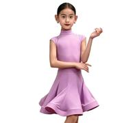Ensemble Robe Danse Latine Fille Tenue de Spectacle compétition Danse Salon | Tenue en nylon sans manches pour la compétition ou l'entraînement de danse (rumba, cha-cha, samba, tango) - Enfants