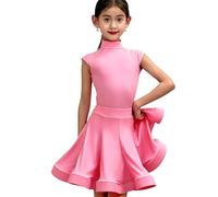 Ensemble Robe Danse Latine Fille Tenue de Spectacle compétition Danse Salon | Tenue en nylon sans manches pour la compétition ou l'entraînement de danse (rumba, cha-cha, samba, tango) - Enfants